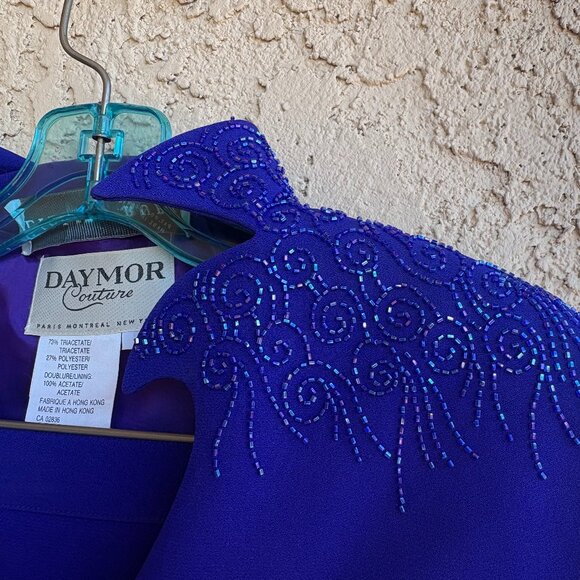 Vintage Daymor Couture Blue Beaded Evening Suit - Picture 2 of 7